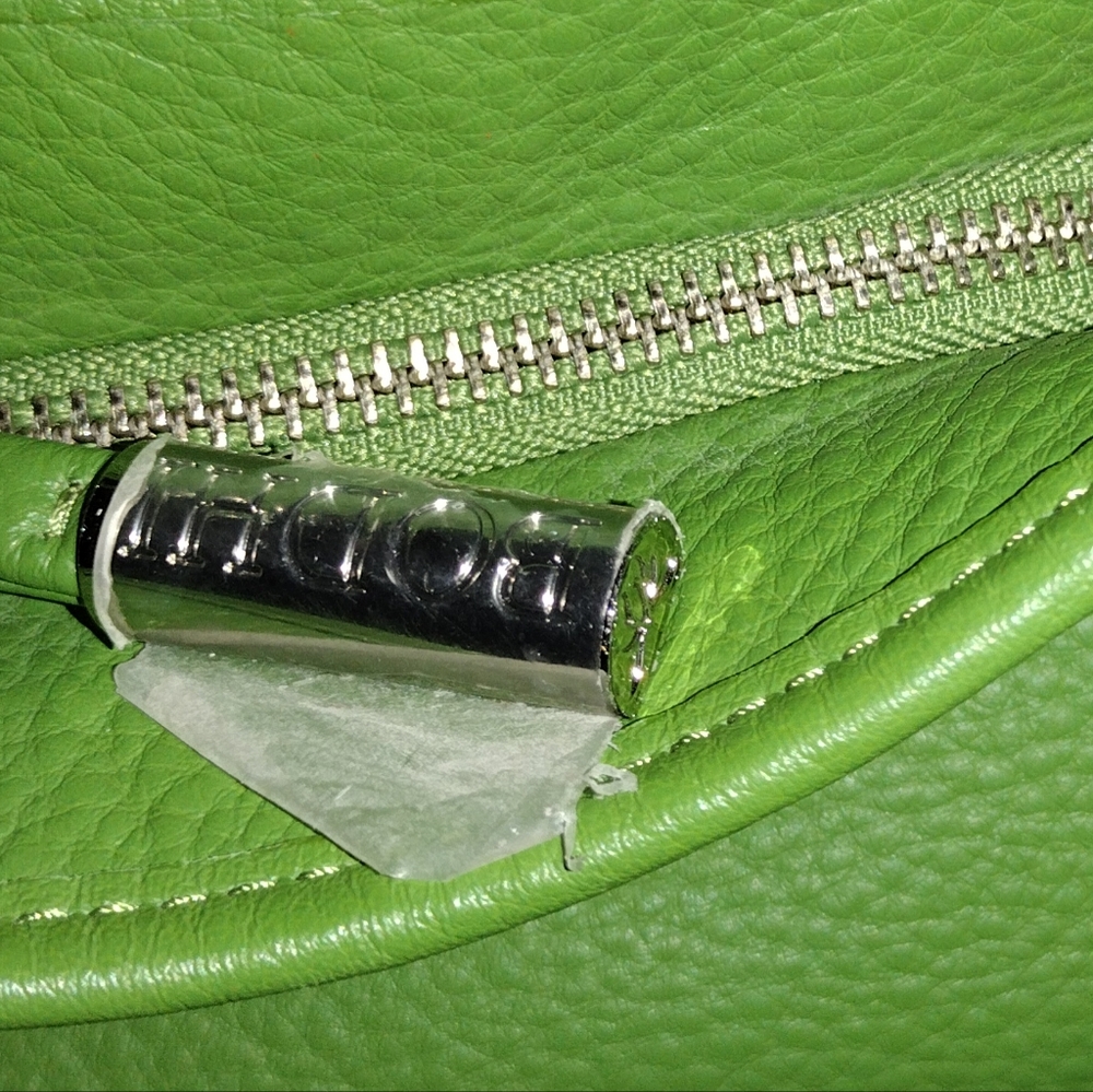 Vintage Vtg Y2k Xl Bodhi Leather Bright Green Hobo Bag Silver Chain Hardware - Picture 11 of 16